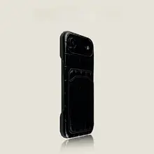 iPhone用 銀色オイルレザー風クロコダイル柄ケース【カード収納付き・シンプルデザイン・高級感】