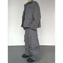 キャンバス素材の立体ポケットジャケット【オーバーサイズ・冬用】