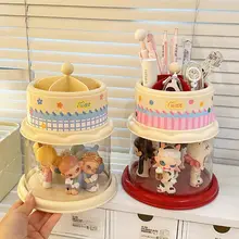 回転式 ペン立て 収納ボックス フィギュア ディスプレイ 透明 アクリル デスク オフィス ブラインドボックス