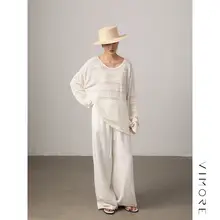 軽やかで快適！天丝混合リネン製の高腰ワイドパンツ【薄手・ウエストゴム】
