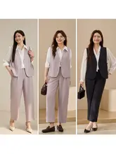 おしゃれで気品ある重ね着デザインの大きいサイズ女性用2点セット（セットアップ対応）