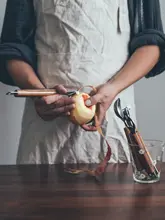 木柄ステンレスピーラー＆アイスクリームスプーン【ベビーフードマッシャー・ポテ ト潰し器・栓抜き機能付き】