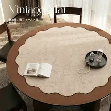 防水・防油・防熱の皮革製円形テーブルマット【リビング用・お手入れ簡単】