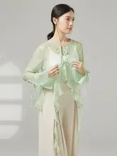 国風古典スタイルの演出服【軽やかな開衿デザイン・舞踏用・透け感素材】