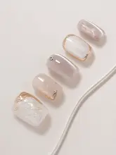 ネイルチップ ハンドメイド ショート キャットアイ ヌードピンク 上品
