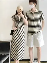 フランス風カップルコーデ夏用ワンピース＆ポロシャツ【個性的なデザイン・インスタ映え】（  セットアップ対応）