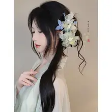 ヘアクリップ レディース 蝶 花 チャイナテイスト グリーン ヘアアクセサリー チャイナドレス