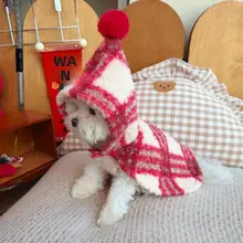 秋冬用ペット用衣服【加厚フリース・クリスマス用・犬猫兼用・喜びの雰囲気】
