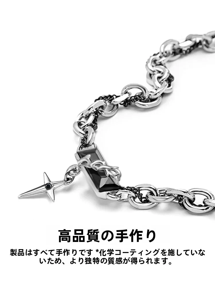 王嘉尔同款輪巻き宝石星芒ネックレス：メンズ向けクラシックスタイルの高級感と実用性