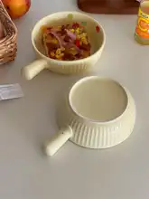 ミルクイエローのカラフルドット陶器片手ボウル【フルーツ・スープ用・家庭用】