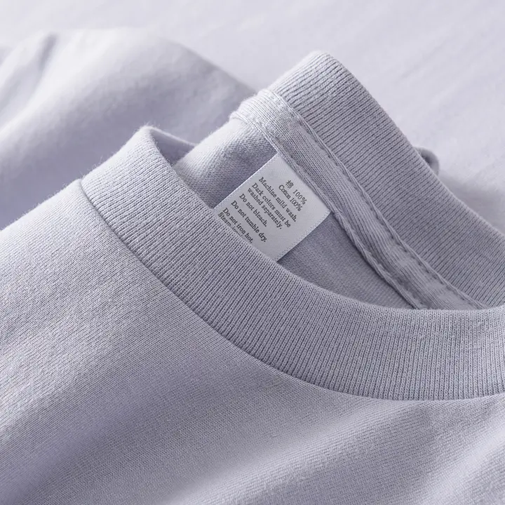 霧がかった紫のコットン短袖Tシャツ【無縫でフィット・男女兼用・夏用】