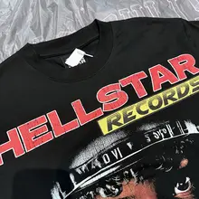 HELLデザインのレーサー印刷半袖Tシャツ【ユニセックス・ヴィンテージスタイル・カジュアル】