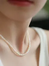 天然淡水真珠ネックレス【異形ケシパール・シンプルで高級感のあるデザイン・鎖骨チェーン】