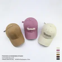 ユニセックス レトロ風 ダメージ加工ベースボールキャップ【刺繍・カジュアル・ワークスタイル】