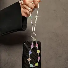個性的なデザインのダブルビーズ手提げチェーン【スマホケース・鍵チャーム・ミニバッグ付き】