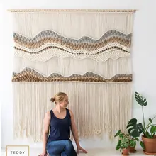 北欧手工編み大壁掛けタペストリー【ボヘミアンスタイル・寝室・リビング用装飾】