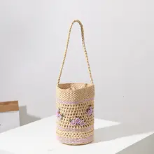 手作り編みバッグ【ラフィア素材・スイートオーキッドデザイン・DIYキット】