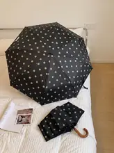 黒白ドットデザインの折りたたみ傘【レトロスタイル・日傘・雨傘対応・高品質】