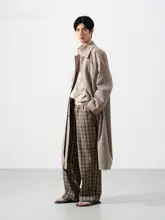 精紡ウール製 メンズロングコート【暗門襟・ゆったりシルエット】