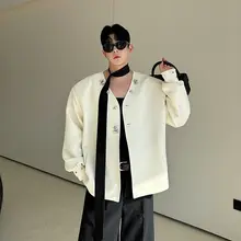 テーラードジャケット メンズ ノーカラー パッド入り リブカフス クリーンフィット きれいめ 春物 アウター