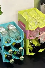 重ねられるワイングラス収納ラック【家庭用・デスクトップ・飲料用・ビール・ティーカップ用】