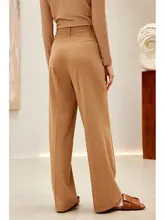 高級感あるラクシュールなラクダ色のウール混紡ワイドパンツ【秋冬用・肌触りが良い】（セットアップ対応）