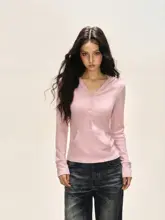 ハイネックフード付き長袖Tシャツ【春用・スリムフィット・無地】