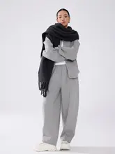 したデザインのカーディガンとパンツの3点セット【秋冬用・フード付き・ルーズフィット】（セットアップ対応）