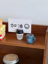 レトロ木製コーヒーカップ型メモクリップ【スタンド式・デスク用・高級感】