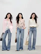 カジュアルシンプルストレートデニムパンツ【ヴィンテージウォッシュ・通勤用】