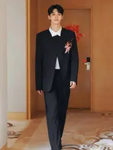 丸首パッド入りジャケット【スタイリッシュ・フォーマル・結婚式用】（セットアップ対応）