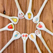 コーヒースティック 和風 手作り 陶器 粗陶 手描き ロングハンドル