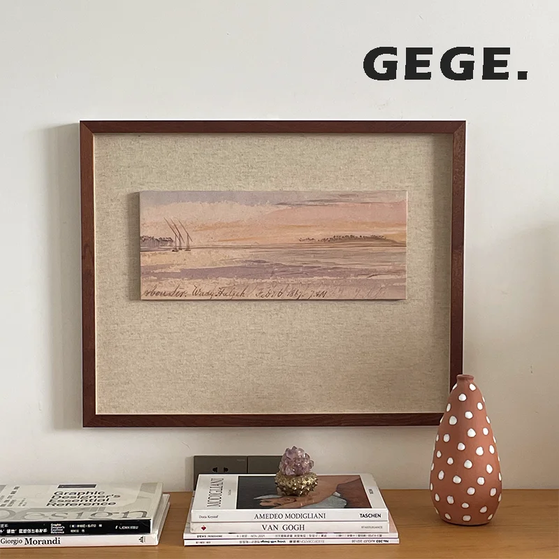 モダンフレンチスタイルのヴィンテージ風絵画パネル：中古風の風景画で空間を演出