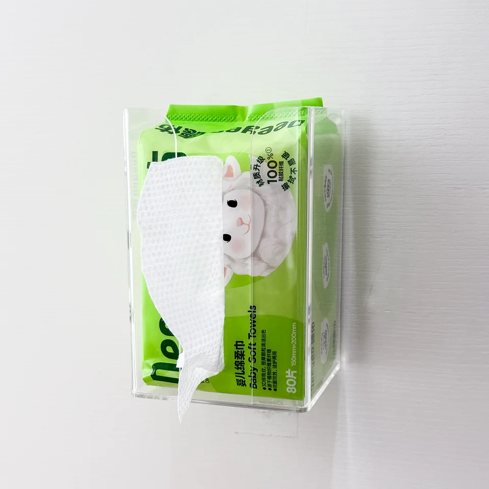 穴あけ不要の壁掛けトイレティッシュボックス【ウェットティッシュ・洗面所用】