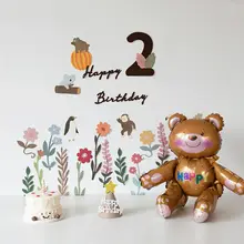 子供の誕生日飾り用フラッグバナー【花柄・男女兼用・1歳祝い・背景装飾用】