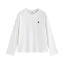 コットン製 シンプルデザインのゆったり長袖Tシャツ【刺繍デザイン・カジュアル・秋冬用】