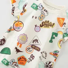 男の子用 夏用 挿絵付き半袖Tシャツ【カジュアル・ラウンドネック・子供服】（セットアップ対応）