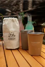 NOBANA アウトドアキャンプ用304ステンレス製マグカップ4点セット【バーベキュー・ピクニック・ビール・コーヒー用】