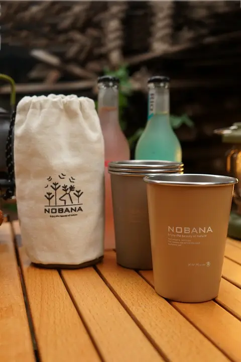NOBANA アウトドアキャンプ用304ステンレス製マグカップ4点セット【バーベキュー・ピクニック・ビール・コーヒー用】