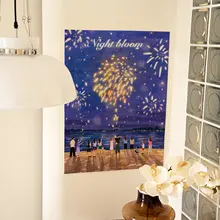 夜空に咲く幸せの花火【おしゃれな背景布・インテリアタペストリー】