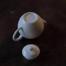 白磁壺 功夫茶用ポット 使用者/シナリオ:茶道 材質:デカ釉 スタイル:彫刻文様
