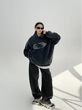 冬用 アメリカンスタイル ヴィンテージ風 プリント フリースパーカーとパンツ【裏起毛・ルーズフィット・フード付き】（セットアップ対応）