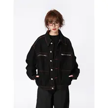 春秋向けユニセックスヴィンテージデニムジャケット【ストリートスタイル・ワイドフィット・多ポケット】