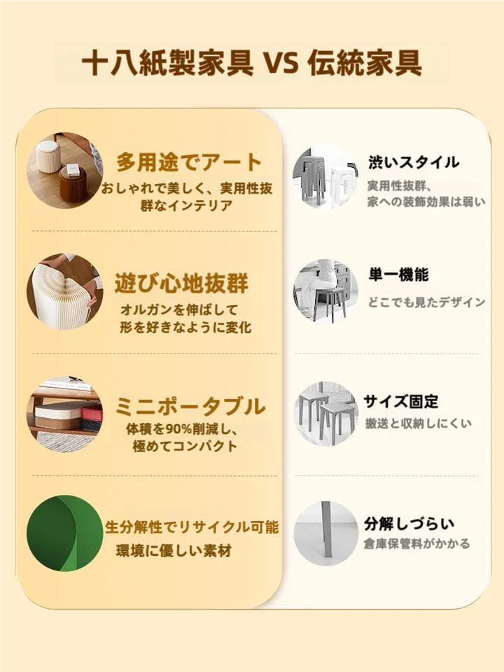 十八紙 ミニサイドテーブル【クリエイティブデザイン・軽量・折りたたみ式】