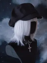 ハンドメイド クロスペンダント 雲デザイン ベレー帽【ダークスタイル・秋冬用・保温性】