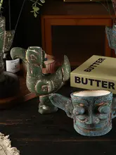 レトロデザインの陶器花瓶【テーブル用・乾燥花対応・高級感】