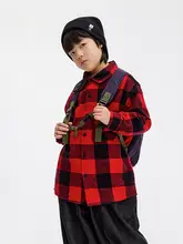 長袖シャツ アウター キッズ ボーイズ ガールズ 赤黒大チェック柄 おしゃれ 「ZAIXONGJIA」