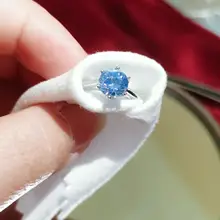 ブルーカーボンダイヤモンドリング【18k金コーティング・シンプル・エレガント】