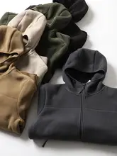 メンズアウトドア用ダブルフェイスフリースジャケット【保温・フード付き・秋冬用】