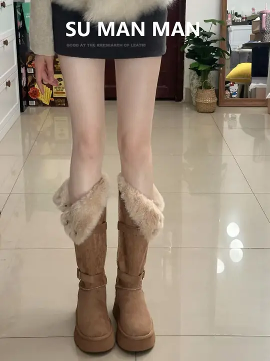 防水防滑 厚底加绒雪地靴【女性用・高筒デザイン・冬季用・暖かい】